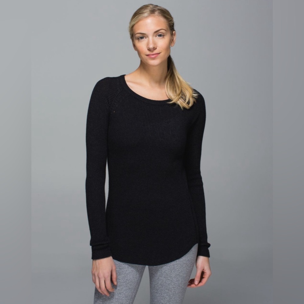 🍋Lululemon-Cabin Yogi Long Sleeve-Black/Heathered Dark Grey
